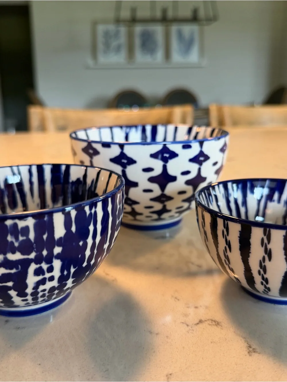West Elm Set of 3 Indigo TieDye Nesting Bowls